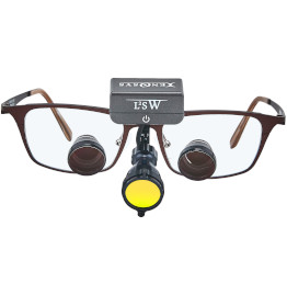 L2SW headlight on loupes with anti-cure filter fitted